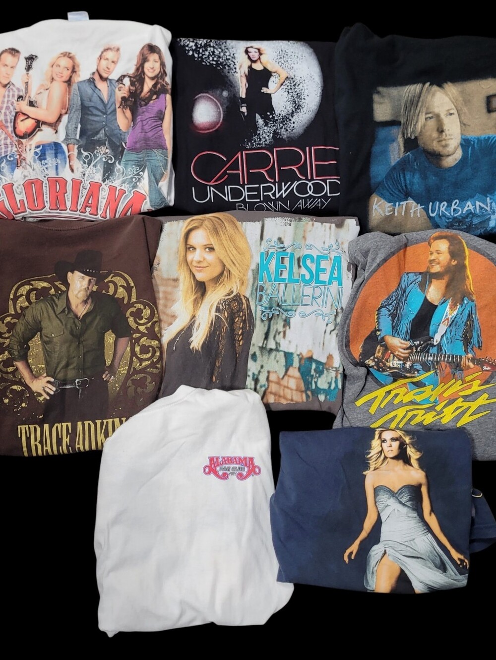 Lot Of 8 Vintage Country Western Tees Double Sided Underwood Alabama Urban Tritt